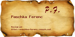 Paschka Ferenc névjegykártya