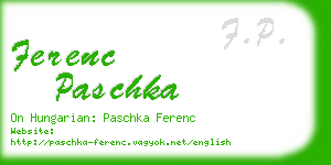 ferenc paschka business card